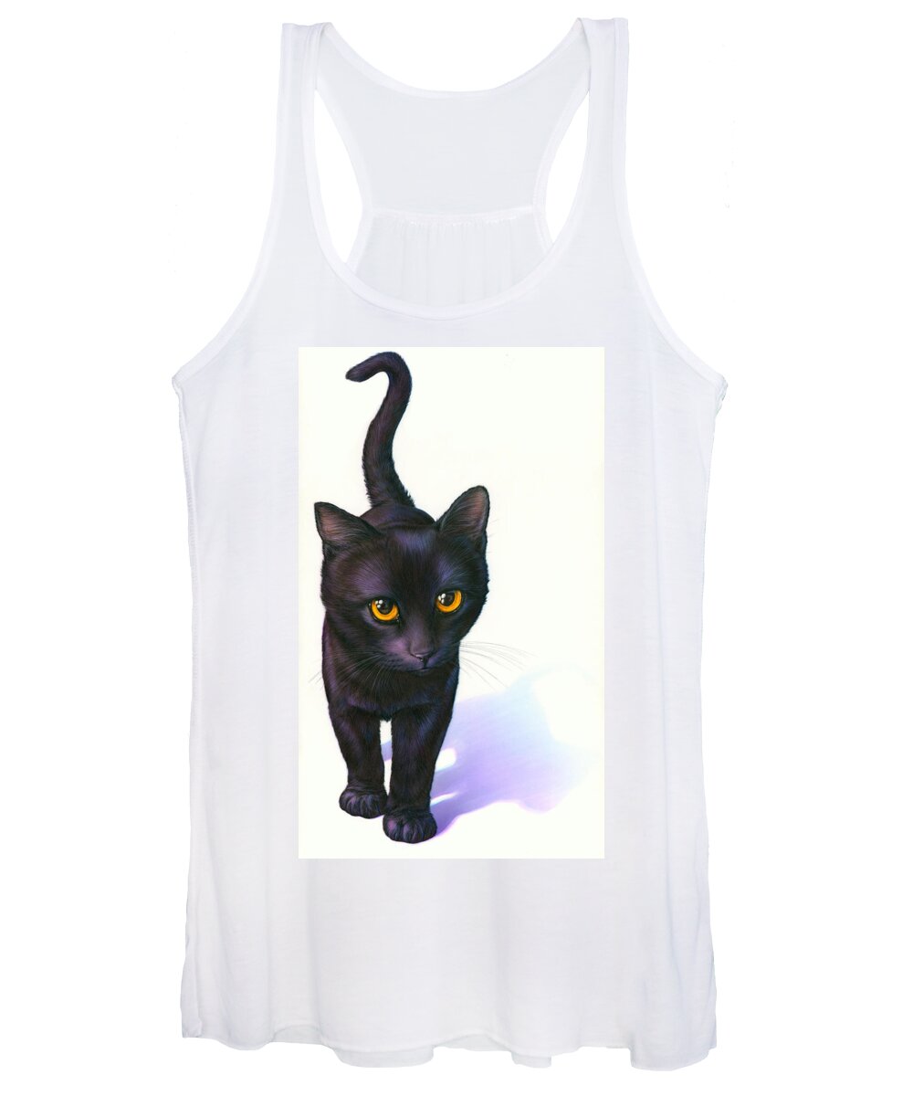 Alertness Women's Tank Top featuring the photograph Lucky Cat by MGL Meiklejohn Graphics Licensing
