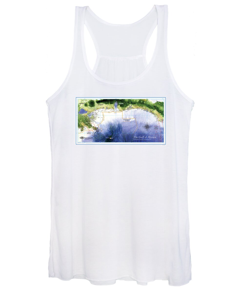 Cartography Women's Tank Top featuring the digital art Map of the Gulf of Mexico Northern Coast by Paul Gaj