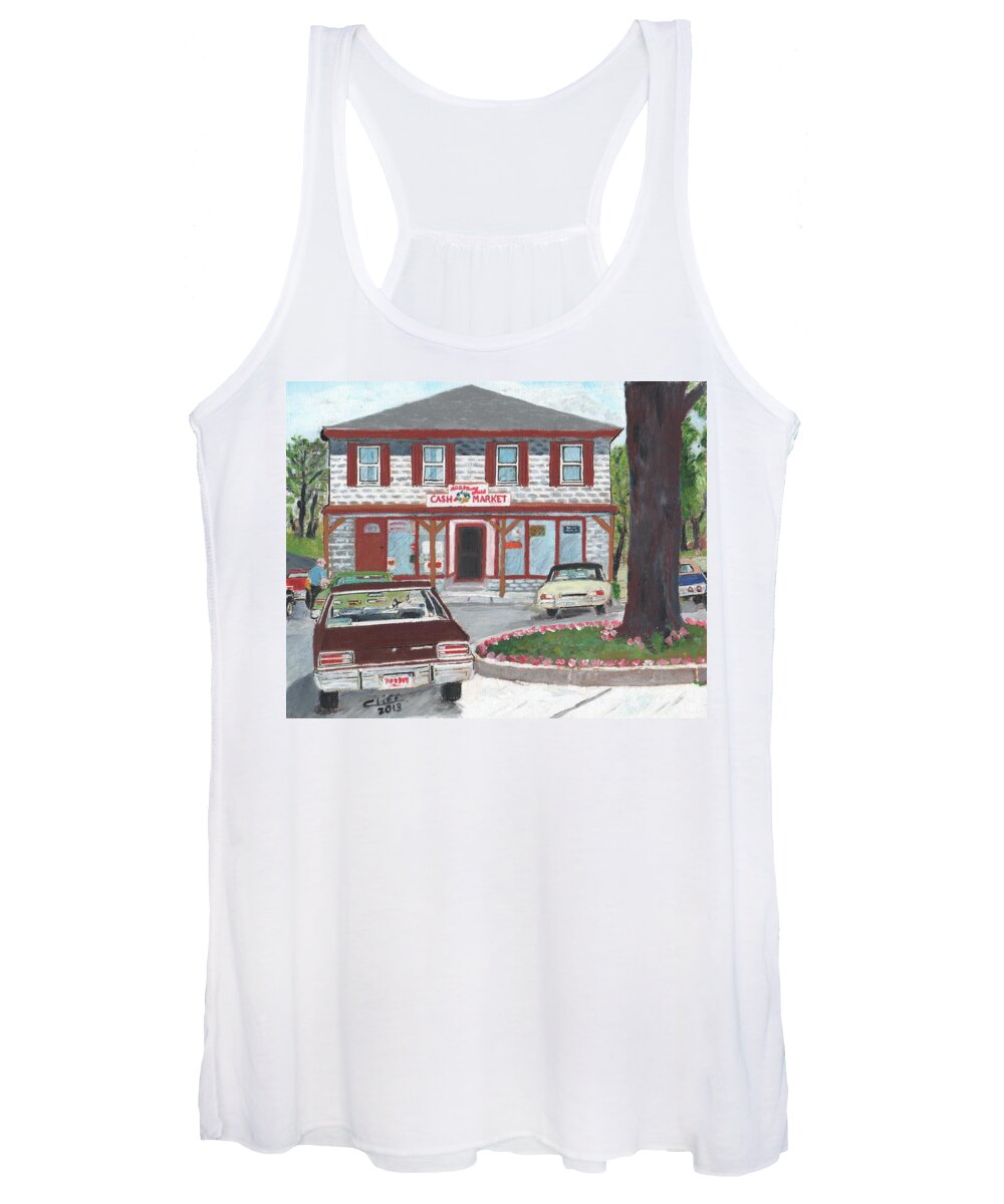 Marstons Mills Women's Tank Top featuring the painting Marstons Mills Cash Market by Cliff Wilson
