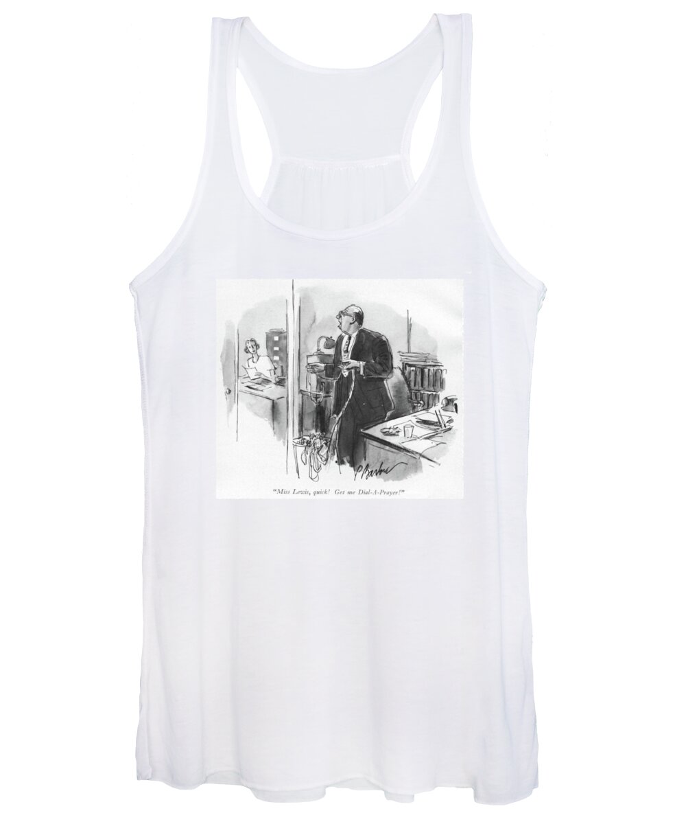  Women's Tank Top featuring the drawing Get Me Dial a Prayer by Perry Barlow