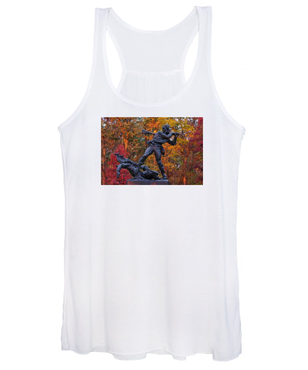 Civil War Women's Tank Top featuring the photograph Mississippi at Gettysburg - The Rage of Battle No. 1 by Michael Mazaika