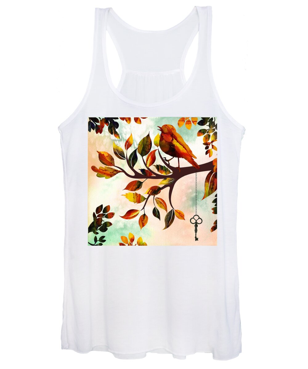 Bird Women's Tank Top featuring the painting Morning Bird by Lilia S