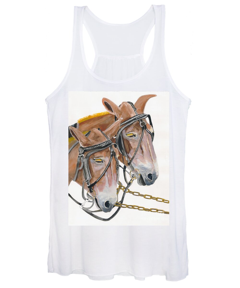 Mules Women's Tank Top featuring the painting Mules - Two - Beast of Burden by Jan Dappen
