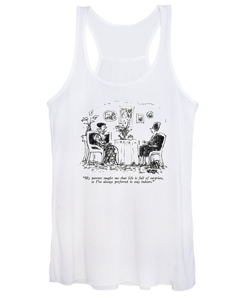 Leisure Women's Tank Top featuring the drawing My Parents Taught Me That Life Is Full by Robert Weber