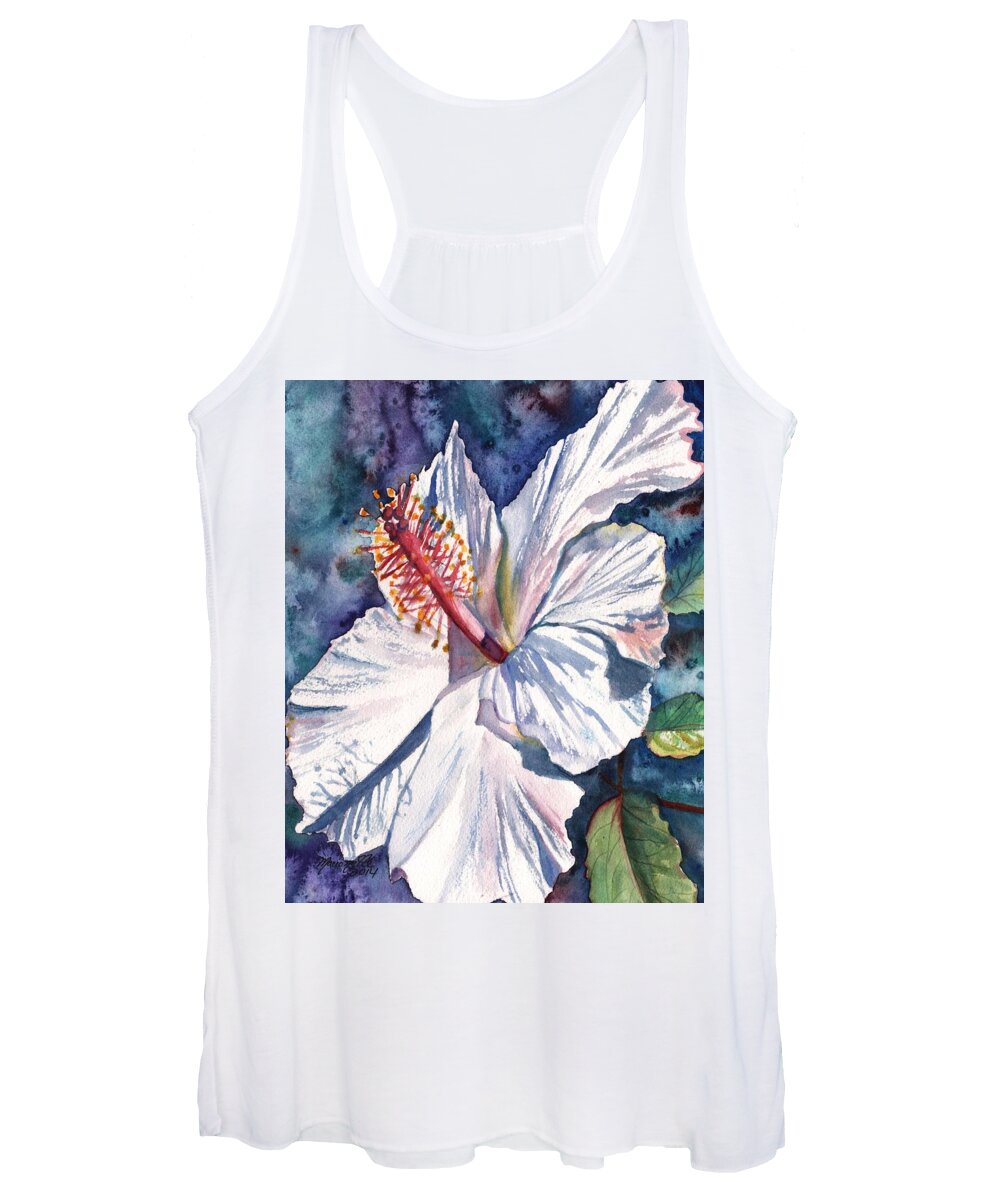 Hibiscus Women's Tank Top featuring the painting Native Hawaiian Hibiscus by Marionette Taboniar