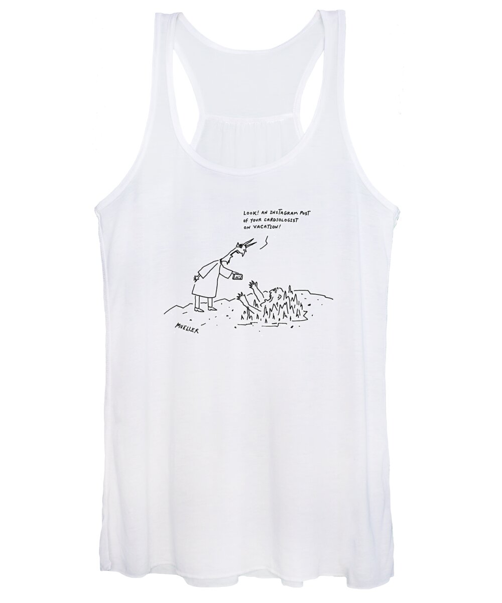 Devil Women's Tank Top featuring the drawing New Yorker April 24th, 2017 by Peter Mueller