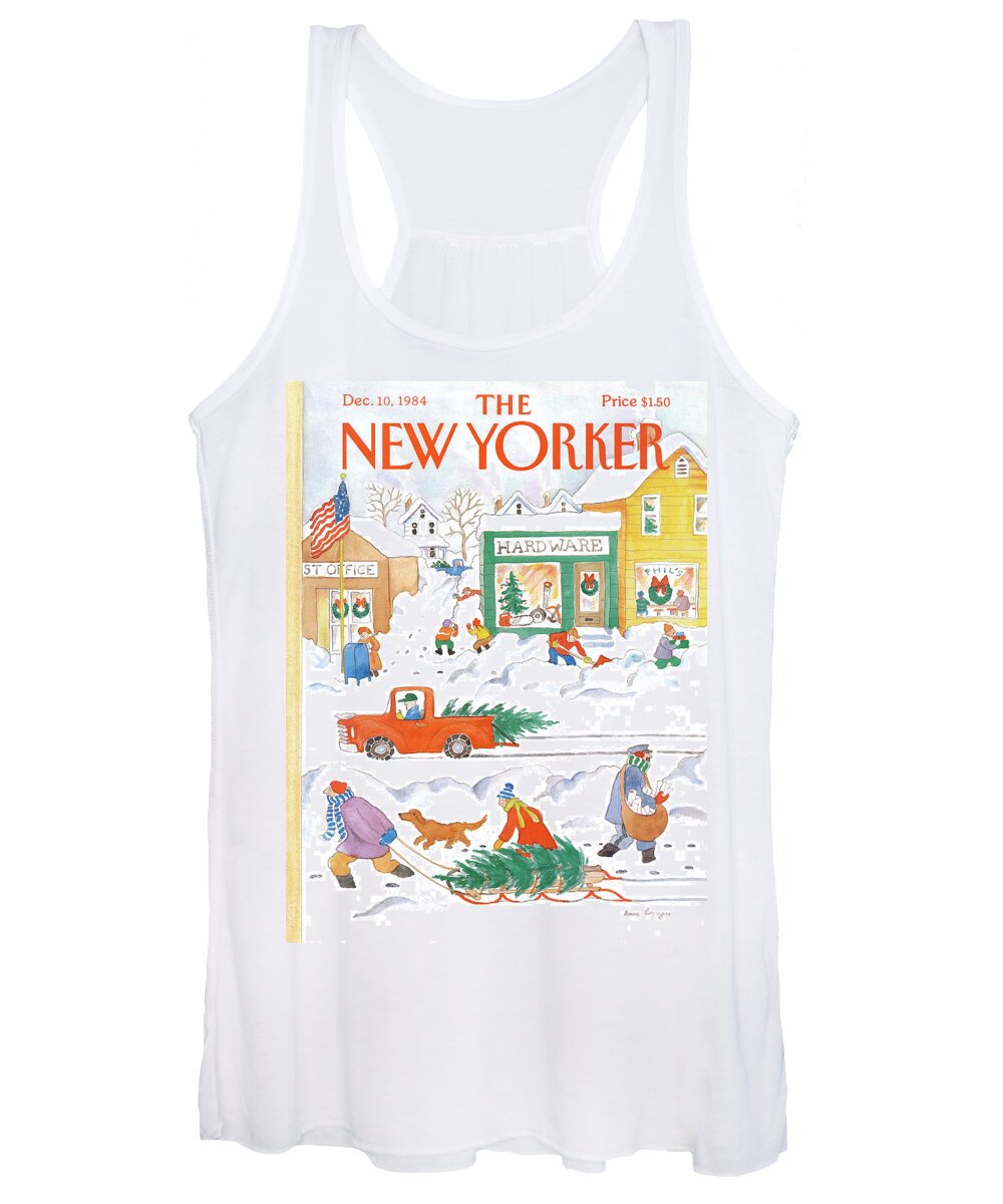 Weather Women's Tank Top featuring the painting New Yorker December 10th, 1984 by Anne Burgess
