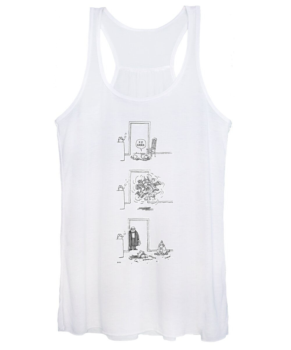 No Caption
Sleeping Dog Awakened By Tea Kettle Women's Tank Top featuring the drawing New Yorker February 23rd, 1987 by George Booth