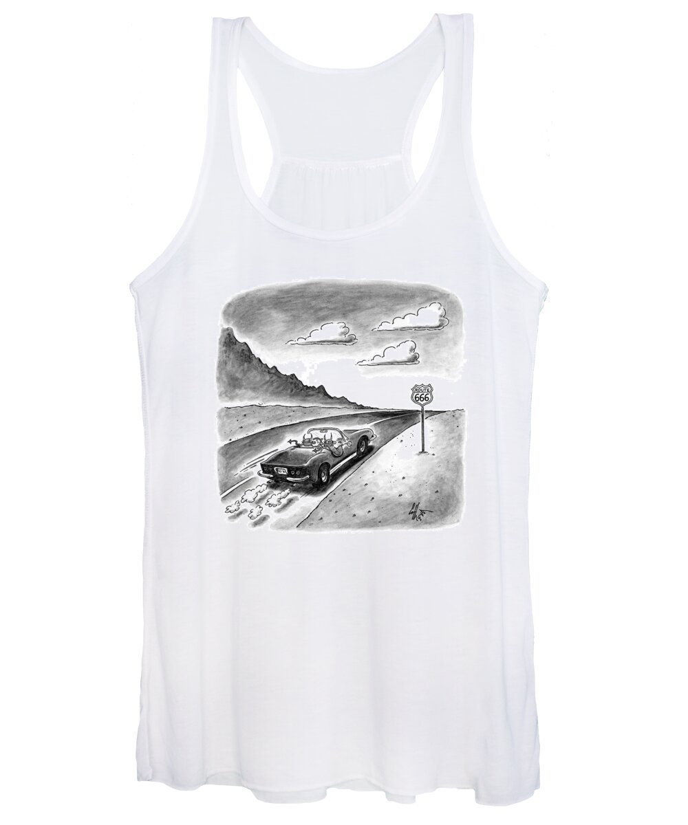 Automobiles-midget Women's Tank Top featuring the drawing New Yorker February 23rd, 1998 by Frank Cotham