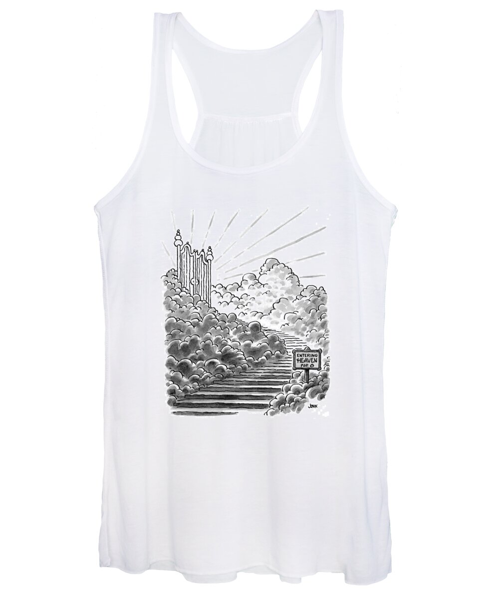 Religion Women's Tank Top featuring the drawing New Yorker February 3rd, 1997 by John Jonik
