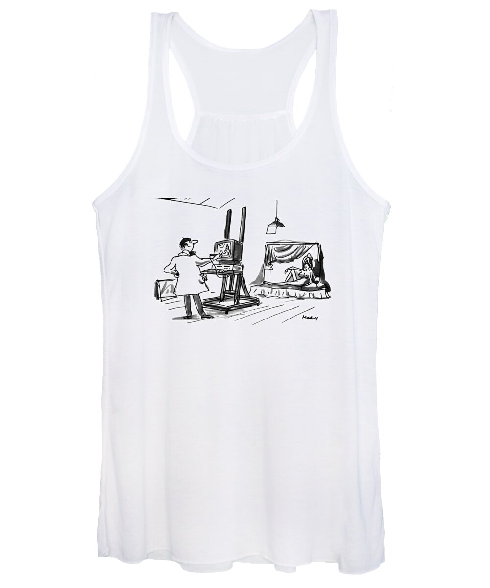 Art Women's Tank Top featuring the drawing New Yorker July 30th, 1990 by Frank Modell