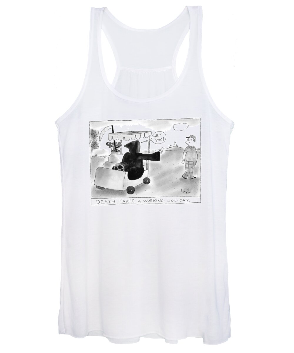 Golf Women's Tank Top featuring the drawing New Yorker July 6th, 1998 by Arnie Levin