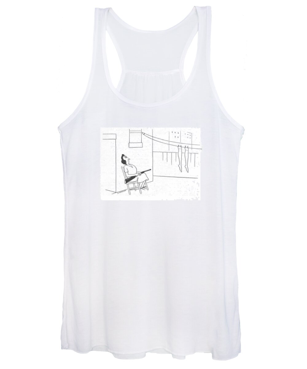 113005 Oso Otto Soglow Women's Tank Top featuring the drawing New Yorker November 20th, 1943 by Otto Soglow