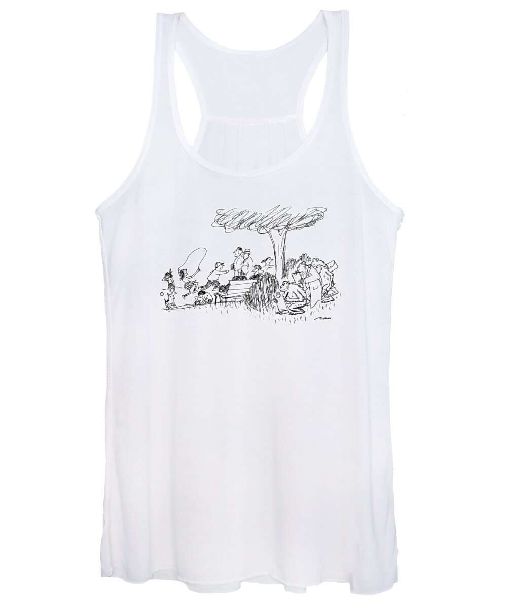 (a Group Of Monkeys Are Drawing The Crowd Of People In The Park.)
Animals Women's Tank Top featuring the drawing New Yorker October 7th, 1991 by Al Ross