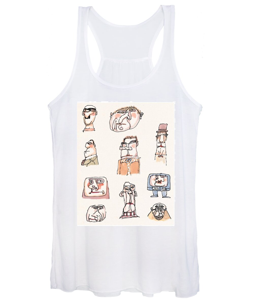 Faces Women's Tank Top featuring the drawing New Yorker September 13th, 1999 by William Steig