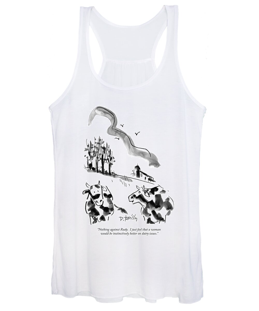 Giuliani Women's Tank Top featuring the drawing Nothing Against Rudy. I Just Feel That A Woman by Donald Reilly