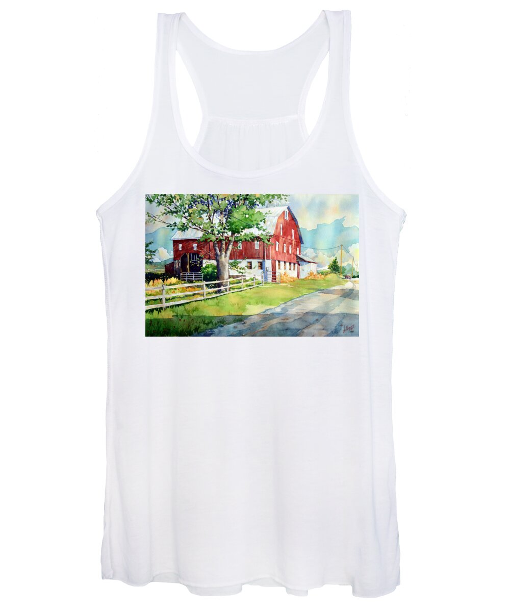 Nature Women's Tank Top featuring the painting Old Red by Mick Williams