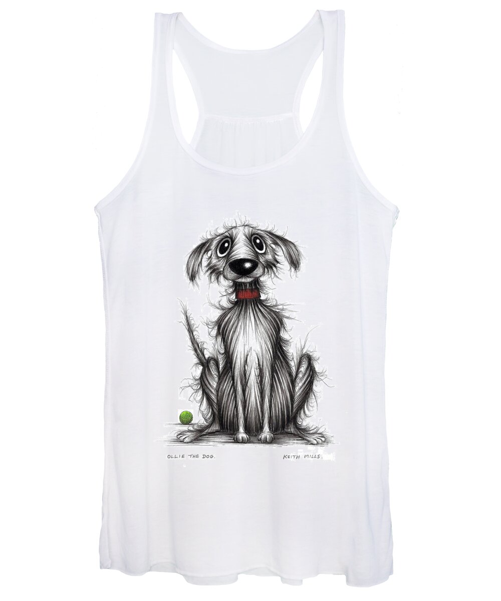 Ollie The Dog Women's Tank Top featuring the drawing Ollie the dog by Keith Mills