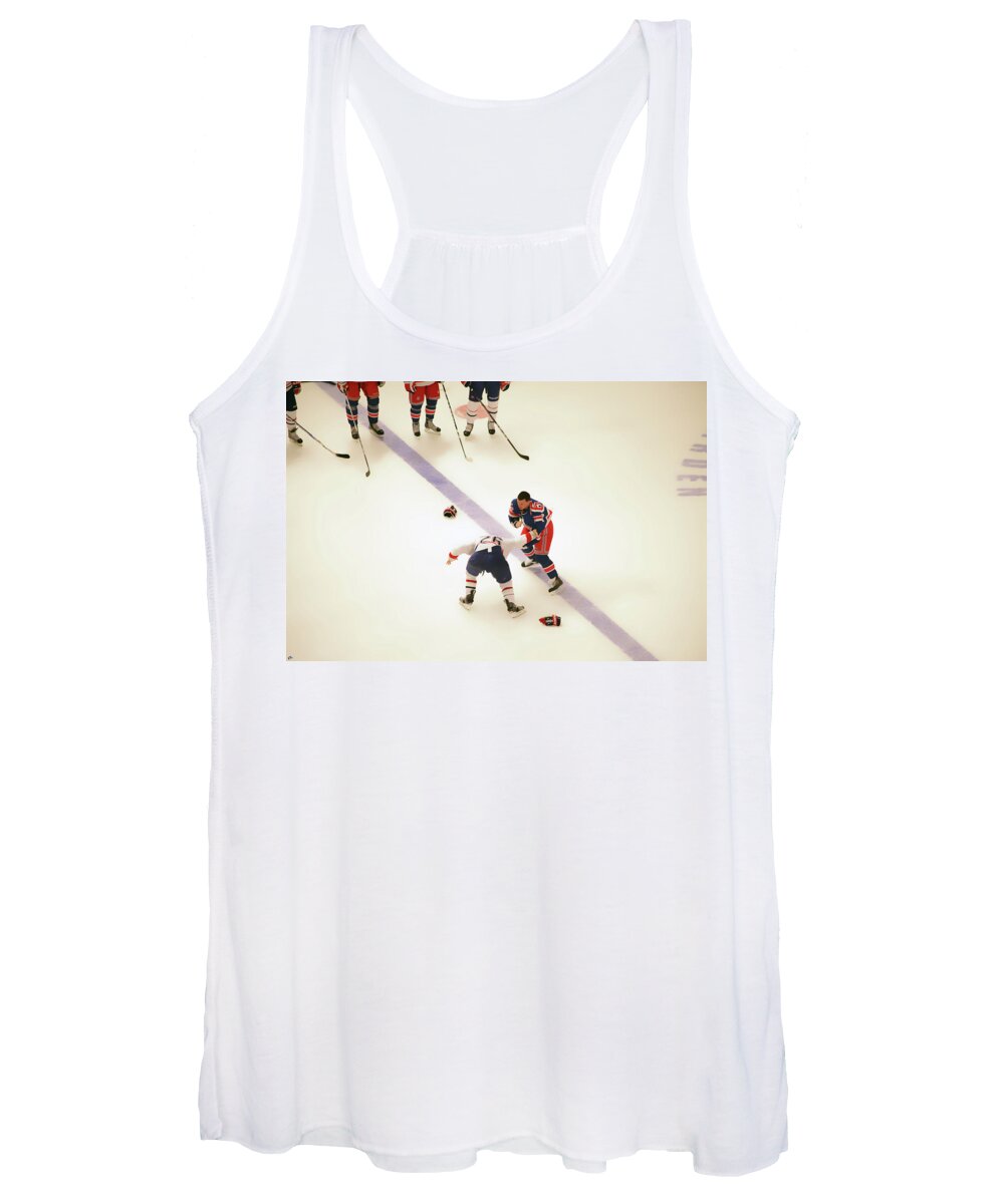Hockey Women's Tank Top featuring the photograph One Two Punch by Karol Livote