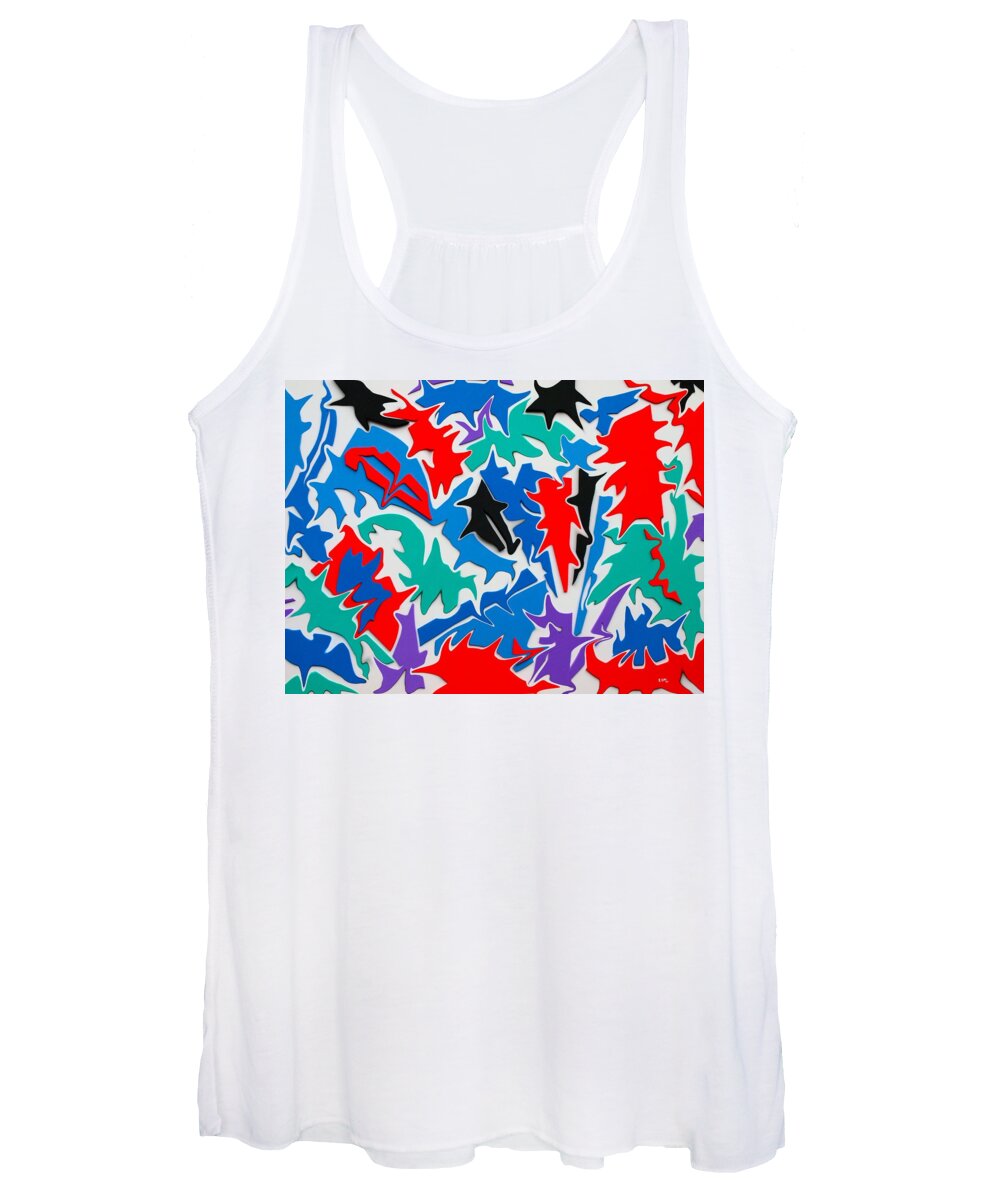 Red Women's Tank Top featuring the painting Paint Splatter by Robert Margetts