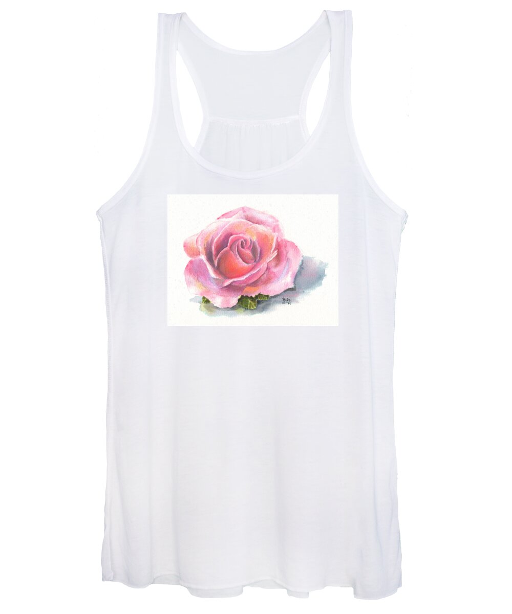 Floral Women's Tank Top featuring the painting Pattie's Rose by Pris Hardy