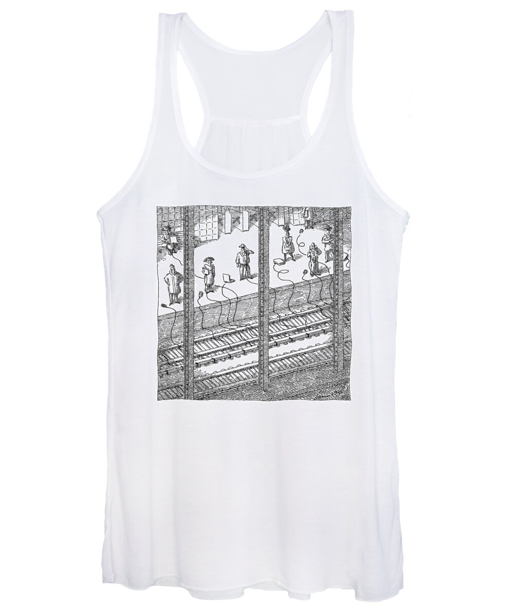 Captionless Women's Tank Top featuring the drawing People Are Charging Computers And Phones Via by John O'Brien