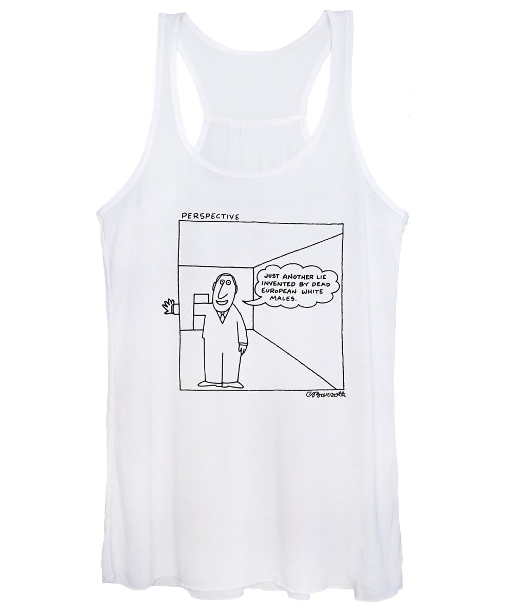 Art Women's Tank Top featuring the drawing Perspective by Charles Barsotti