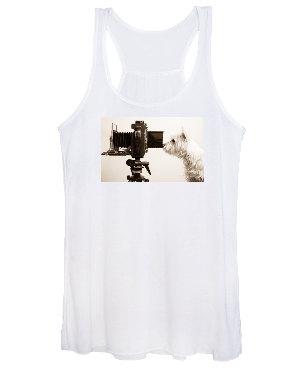 Westie Women's Tank Top featuring the photograph Pho Dog Grapher by Edward Fielding