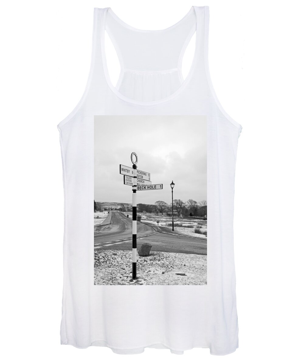 Britain Women's Tank Top featuring the photograph Pointing the Way - Goathland Signpost by Rod Johnson