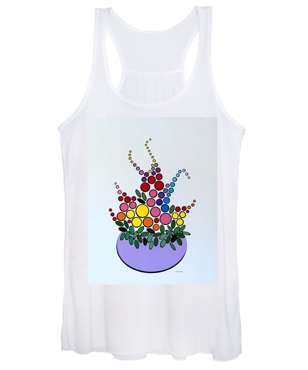 Floral Women's Tank Top featuring the painting Potted Blooms - Lavendar by Thomas Gronowski