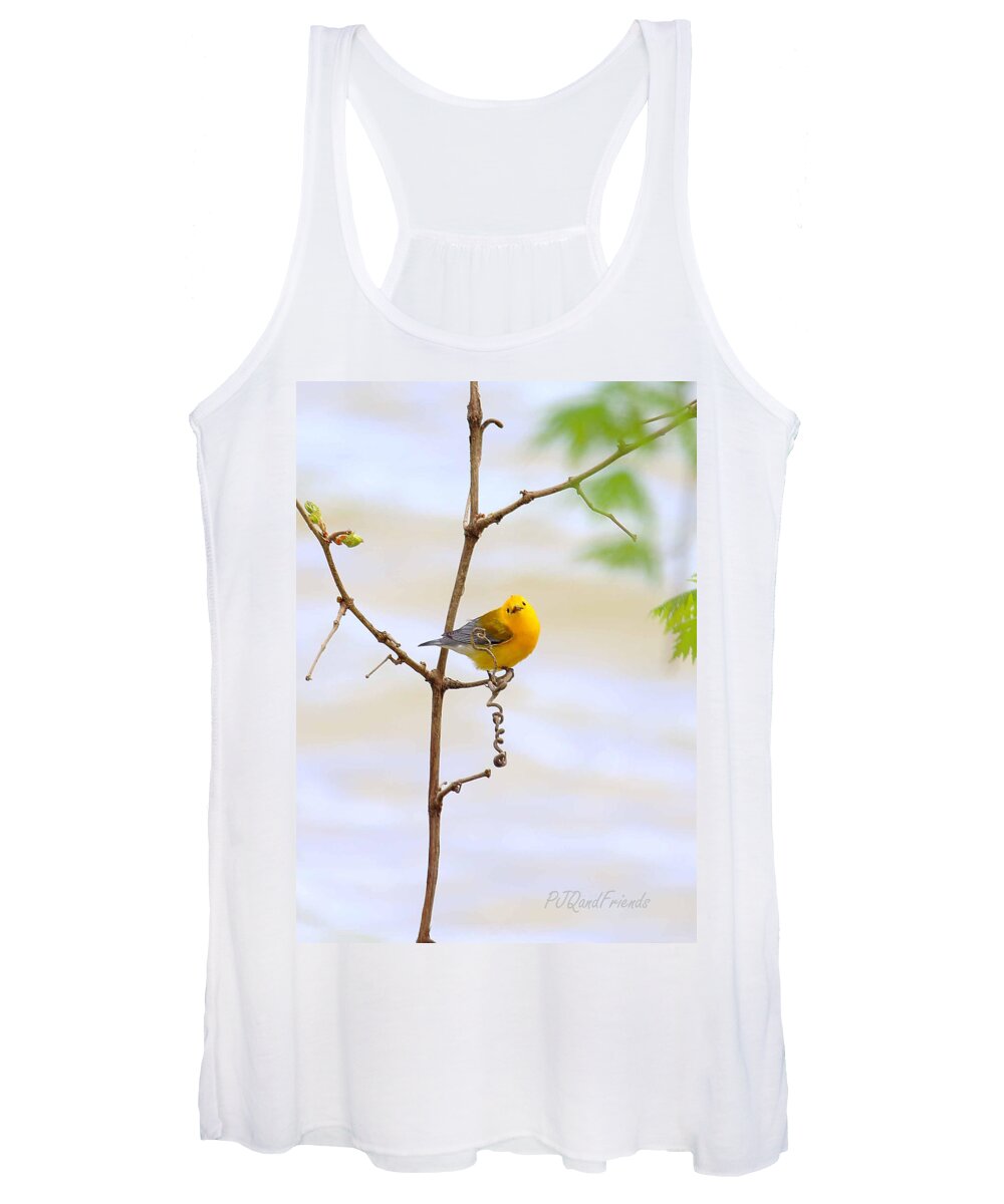 Prothonotary Warbler Women's Tank Top featuring the photograph Prothonotary Warbler by PJQandFriends Photography