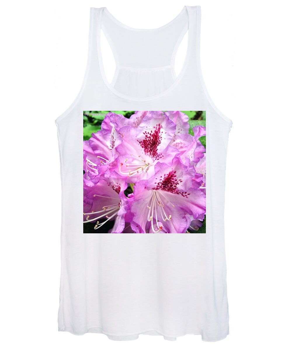 Purples_up Women's Tank Top featuring the photograph Purple Rhododendron Blossoms In My by Anna Porter