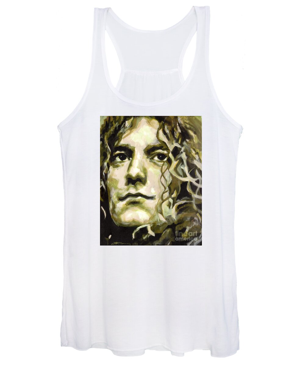 Tanya Women's Tank Top featuring the painting Robert Plant. Golden God by Tanya Filichkin