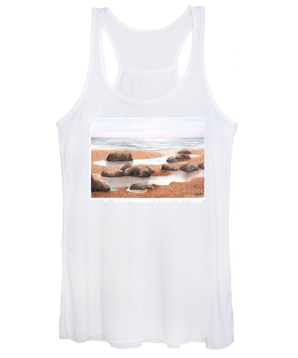 Beach Women's Tank Top featuring the painting Rock Pools in the Sand by Hilda Wagner