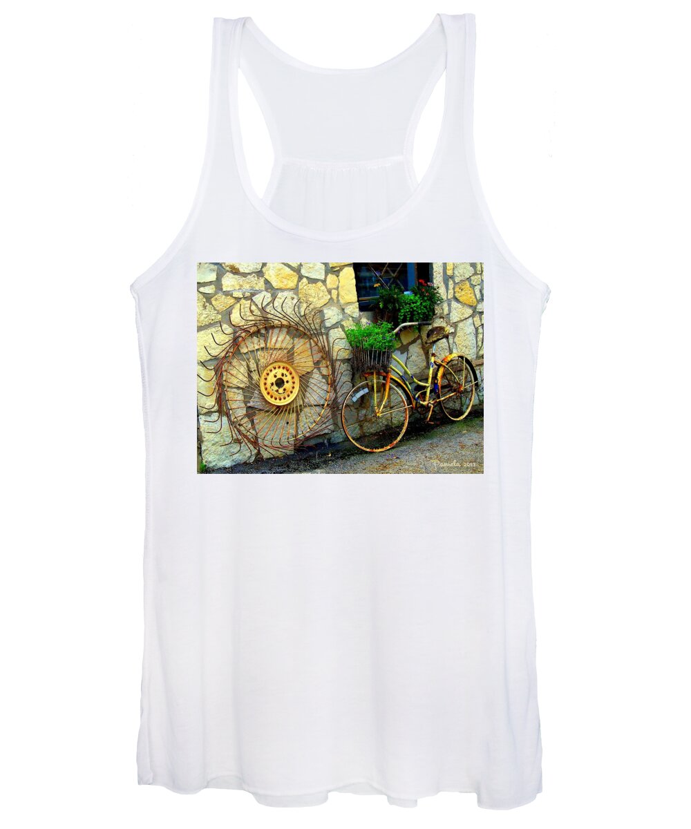 Rusty Antiques Women's Tank Top featuring the photograph Rust And Flowers by Pamela Smale Williams
