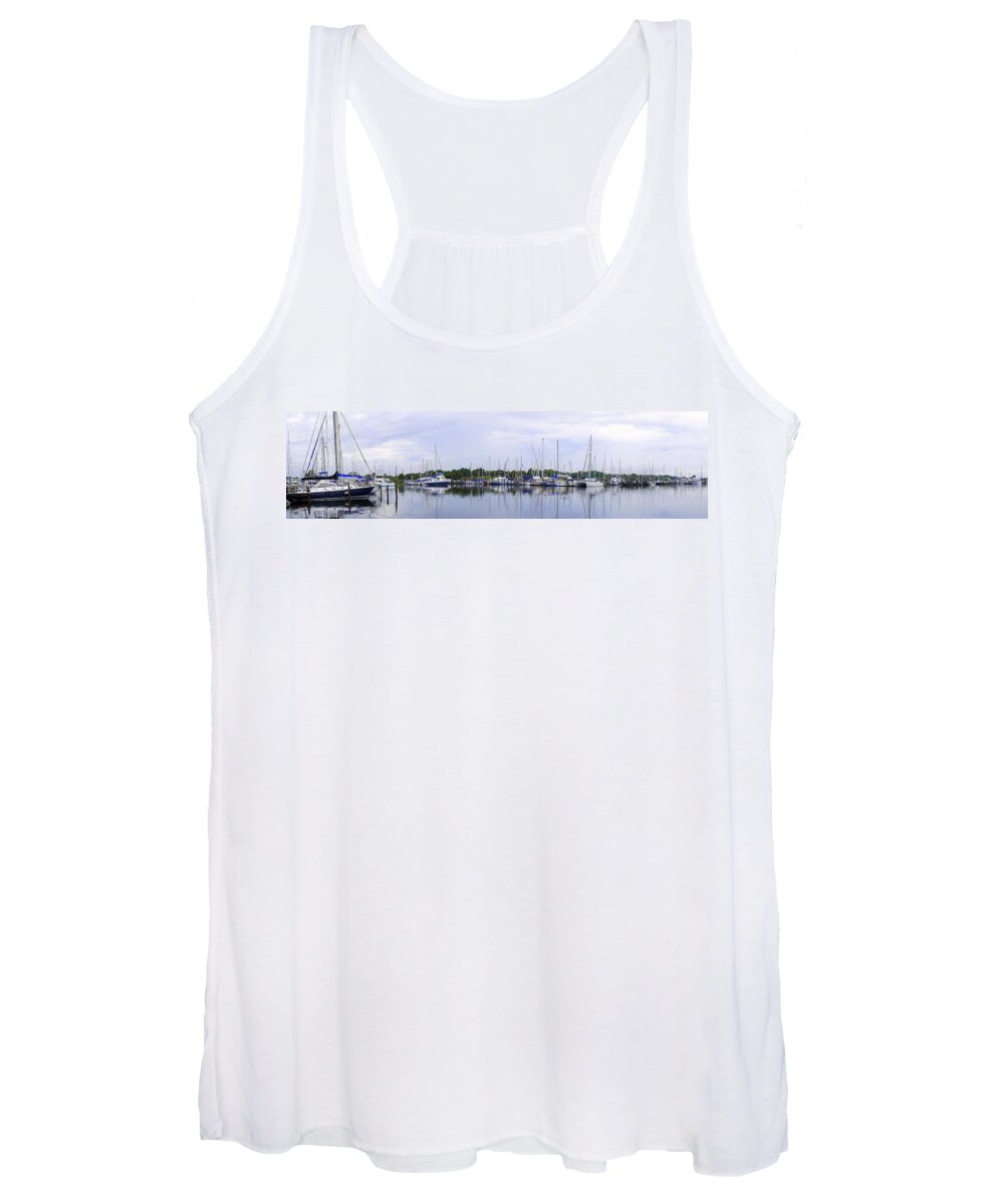 Marina Women's Tank Top featuring the photograph Sailboat Pano by Laurie Perry