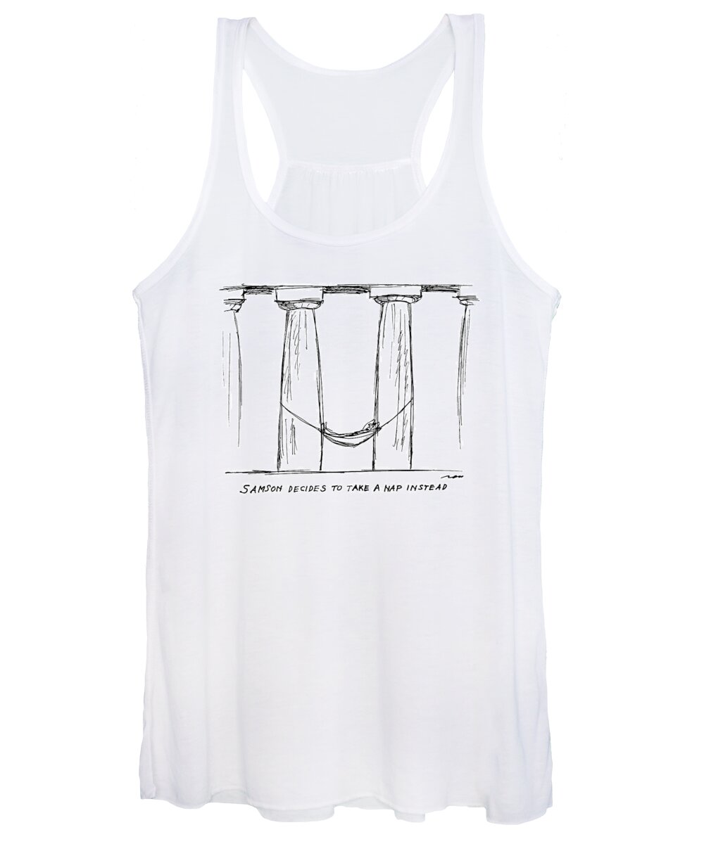 Rest Women's Tank Top featuring the drawing Samson Decides To Tae A Nap Instead by Al Ross