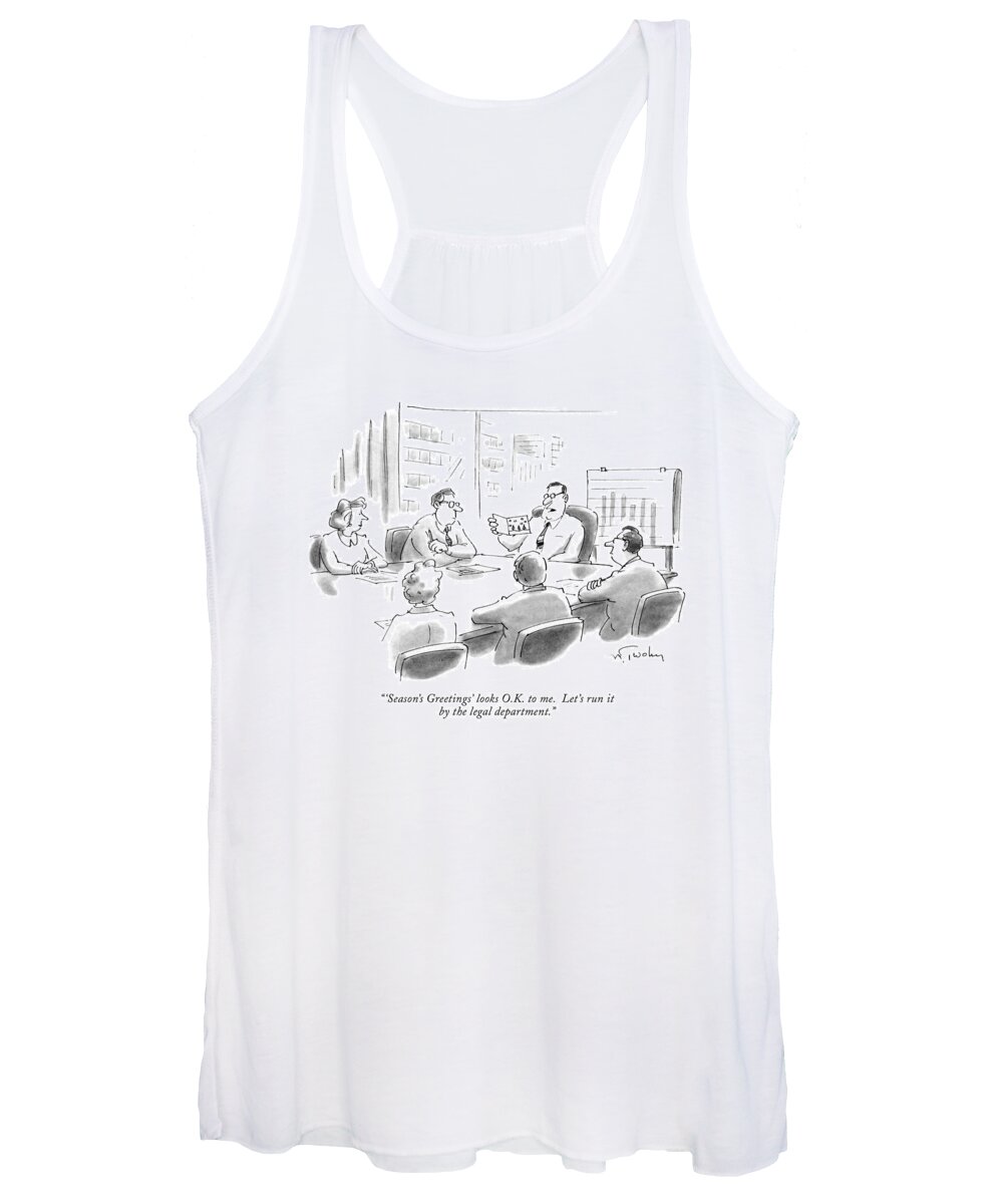 Holidays Women's Tank Top featuring the drawing 'season's Greetings' Looks O.k. To Me. Let's Run by Mike Twohy