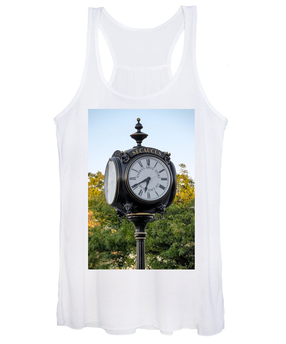 1923 Women's Tank Top featuring the photograph Secaucus Clock Marras Drugs by Susan Candelario