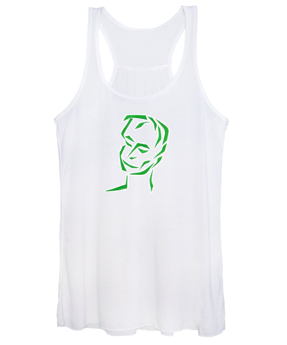 Face Women's Tank Top featuring the mixed media Serene Face by Delin Colon