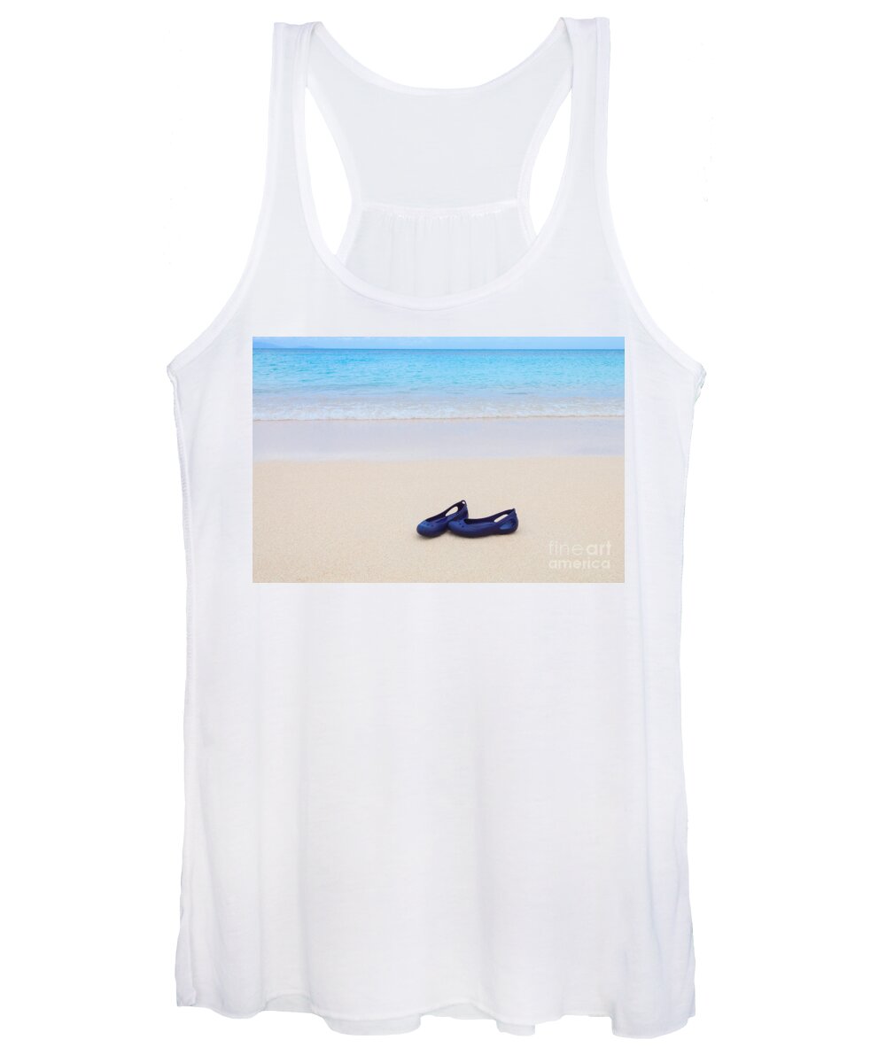 Turner Beach Women's Tank Top featuring the photograph Shoes In Paradise by Diane Macdonald