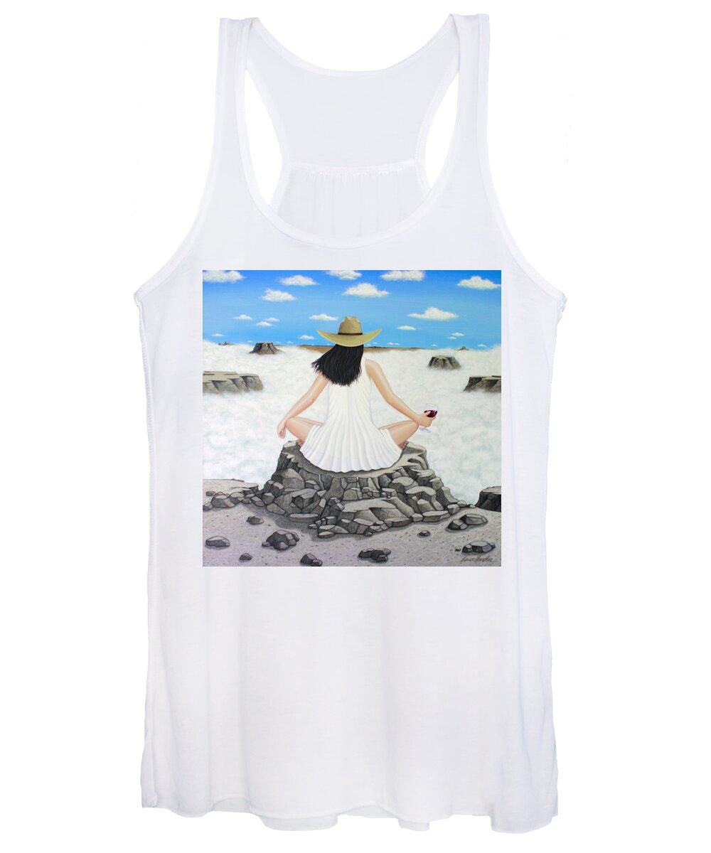 Wine Women's Tank Top featuring the painting Sippin' On Top Of The World by Lance Headlee