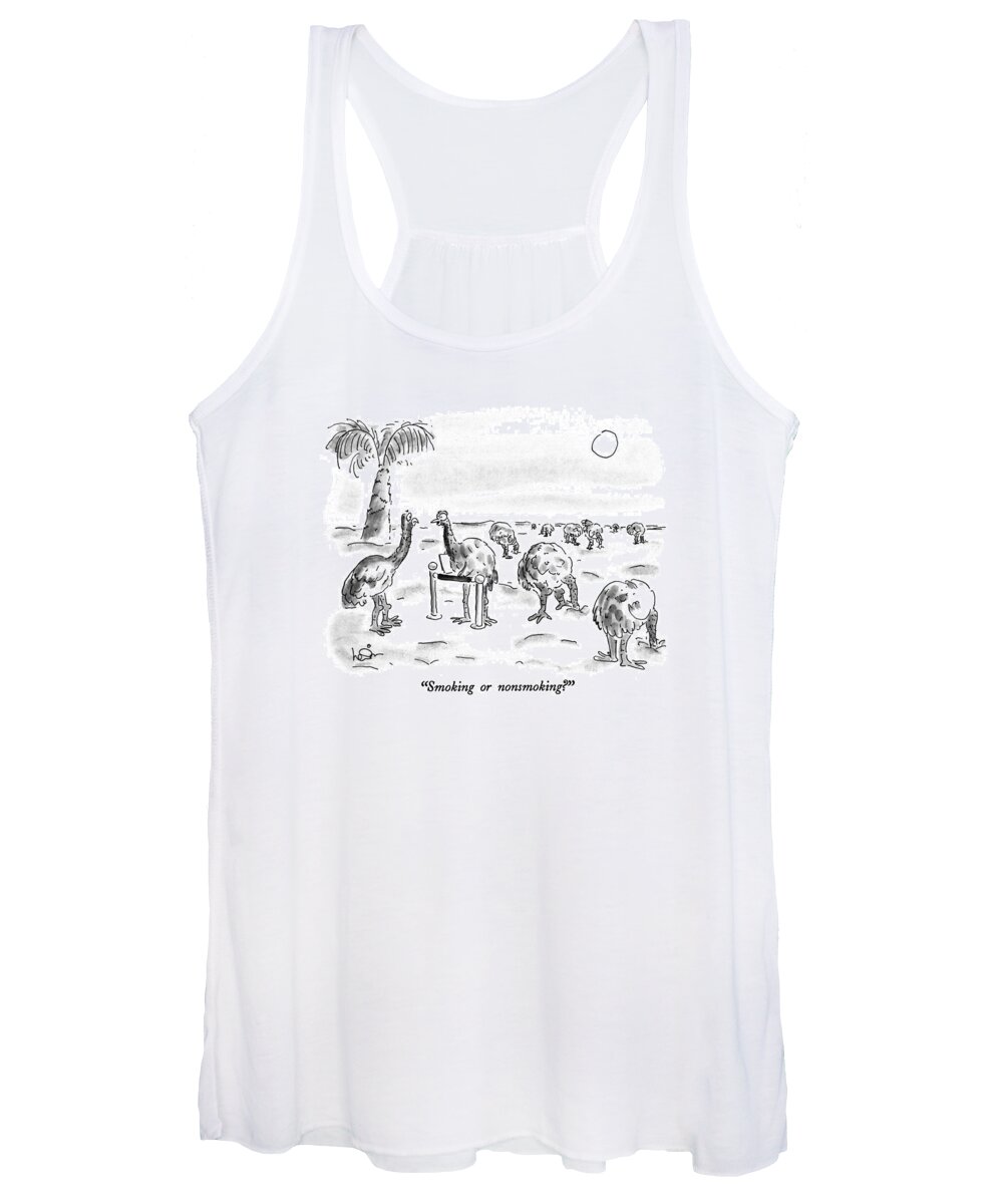 Trends Women's Tank Top featuring the drawing Smoking Or Nonsmoking? by Arnie Levin