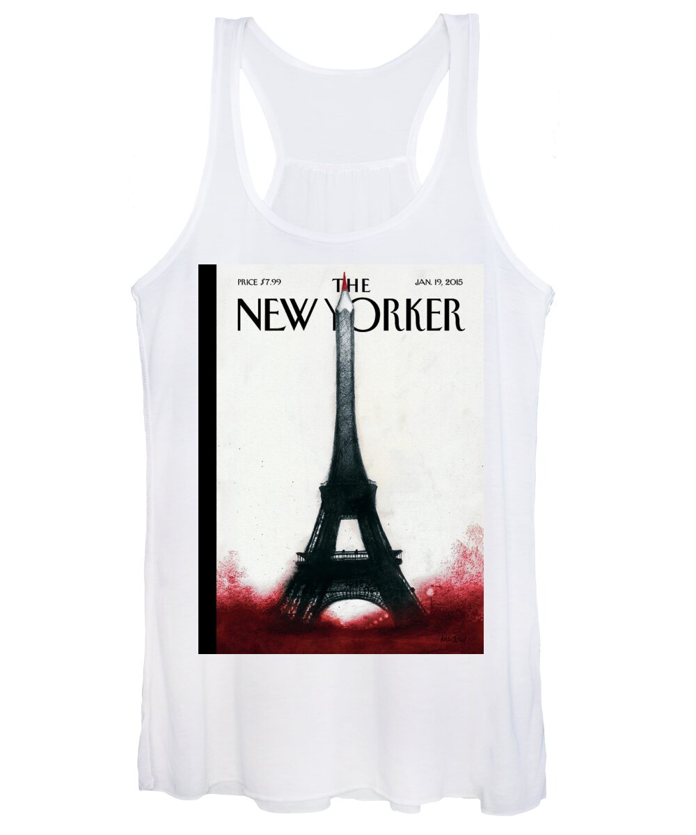 Charlie Hebdo Women's Tank Top featuring the painting Solidarite by Ana Juan