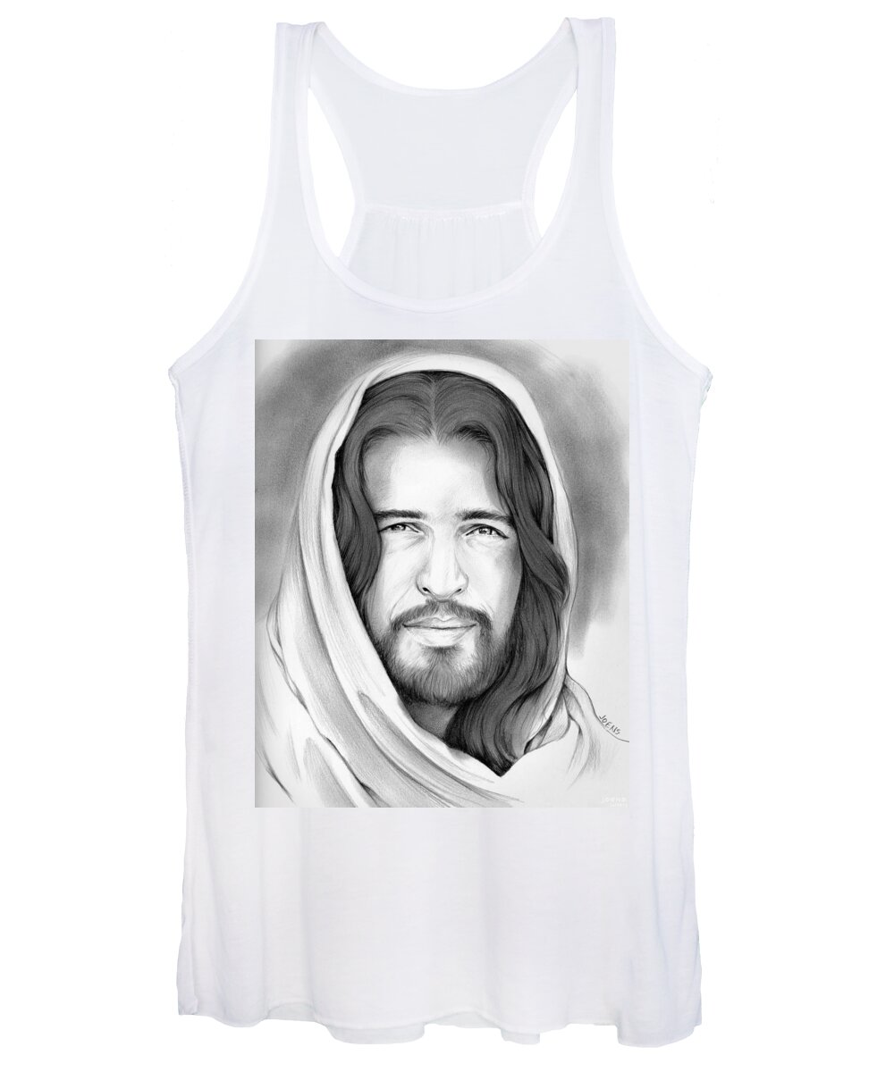 Jesus Women's Tank Top featuring the drawing Son of Man by Greg Joens