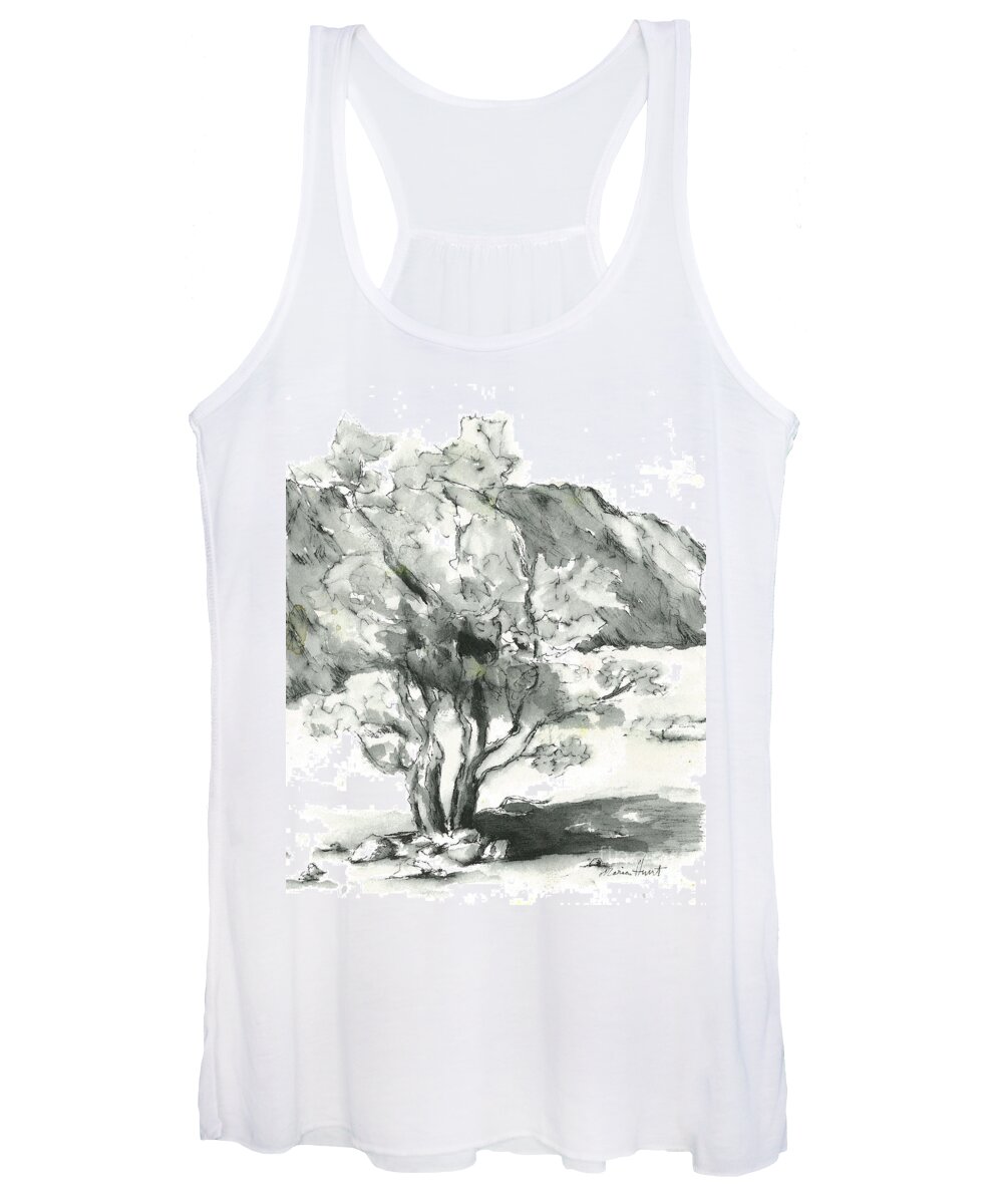 Mountains Women's Tank Top featuring the painting Graceful Smoketree by Maria Hunt