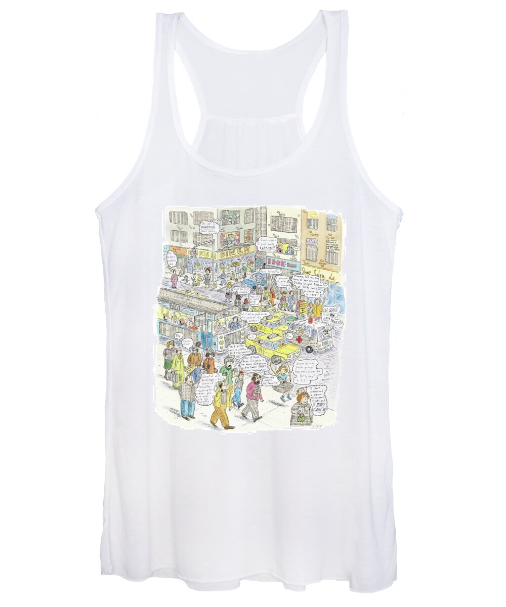 Stocks Women's Tank Top featuring the drawing 'stockopolis' by Roz Chast