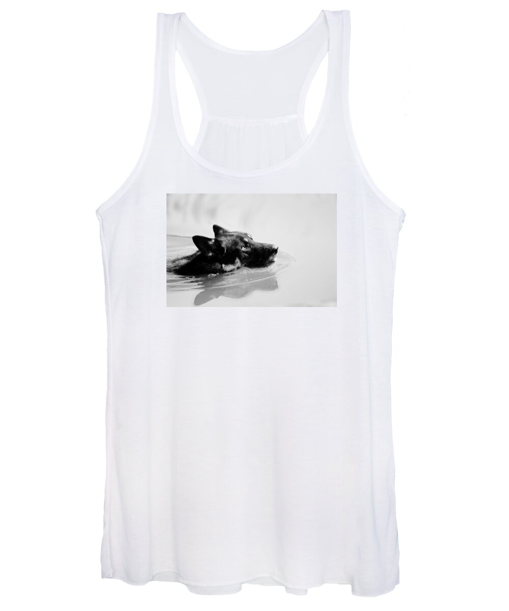 German Shepard Women's Tank Top featuring the photograph Summer Swim by Melanie Lankford Photography