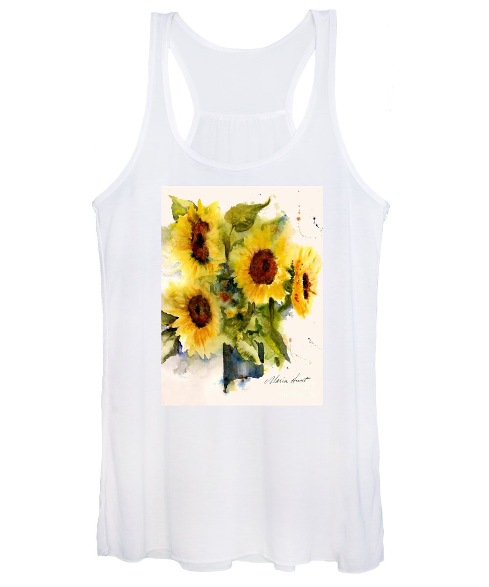 Sunflowers In A Vase Women's Tank Top featuring the painting Autumn's Sunshine by Maria Hunt