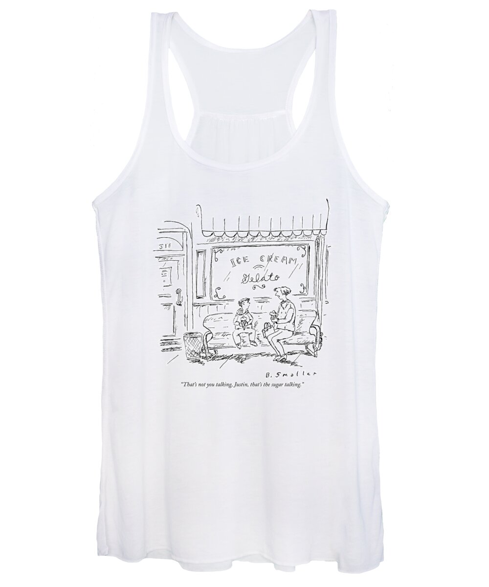 Talk Women's Tank Top featuring the drawing That's Not You Talking by Barbara Smaller